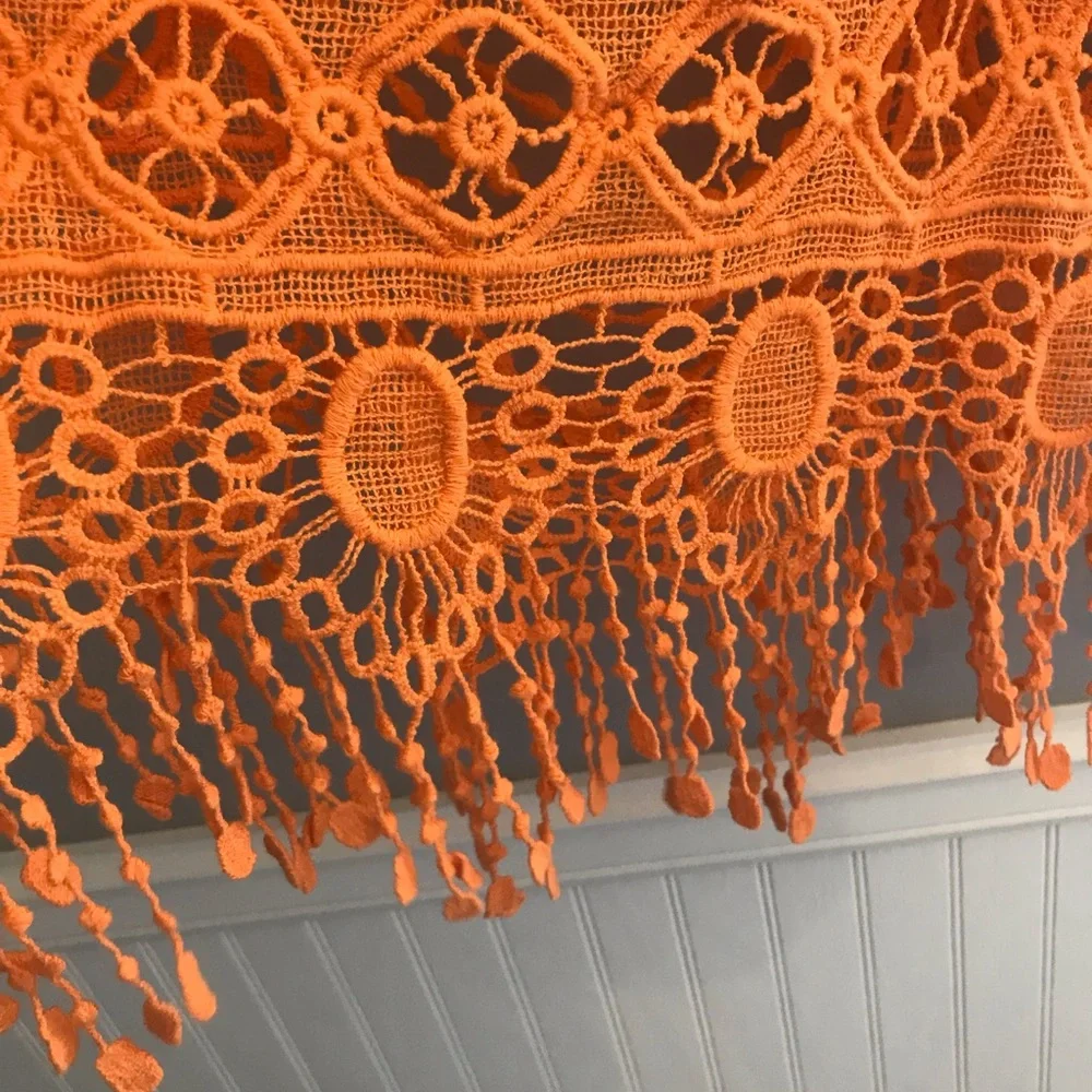 ❌sold❌ bebe NWT orange crochet fringe cropped tank. Bohemian, retro, summer. - Picture 3 of 5